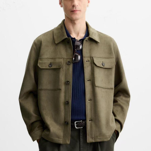 ZA2025秋冬季新品男装绒面质感效果休闲宽松衬衫外套 3046500 515