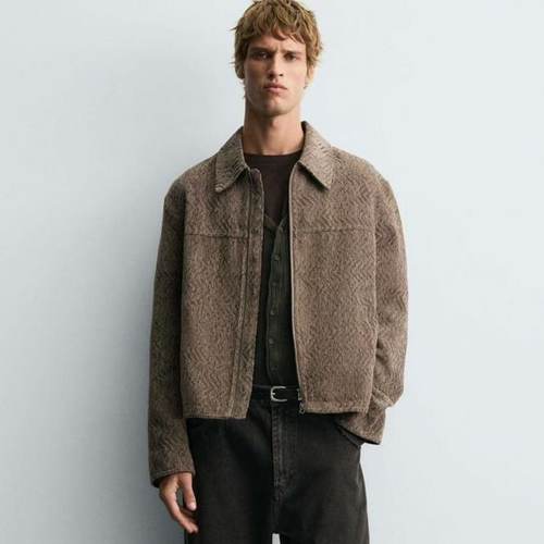 ZA2025秋季新品男装休闲提花质感宽松拉链夹克外套 8281451 710