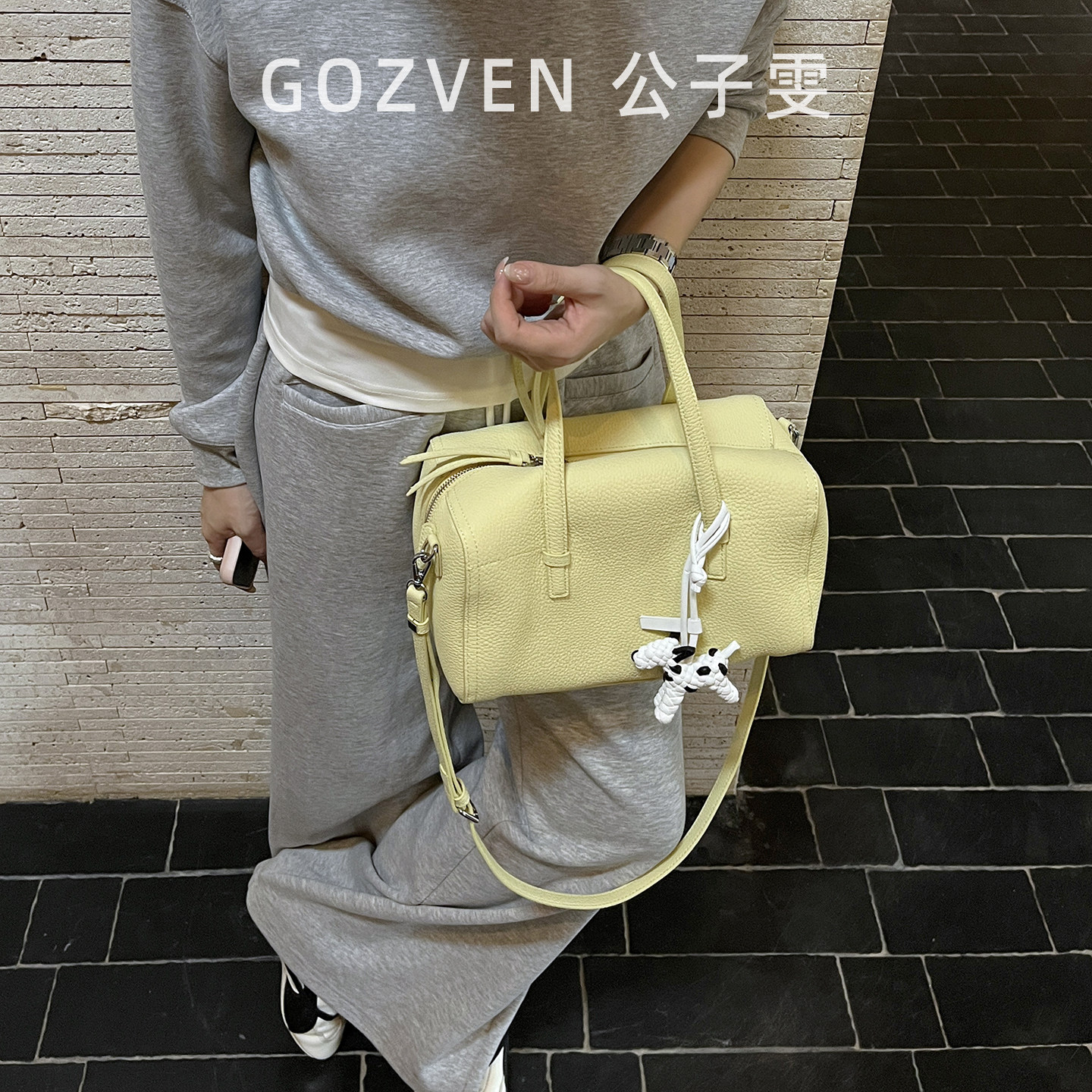 【公子雯】枕头包2026春夏新款气质通勤头层牛皮手提斜挎波士顿包