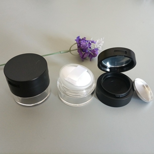 木家~【现货】迷你小号二合一散粉盒  3克哑黑色分装小样盒子