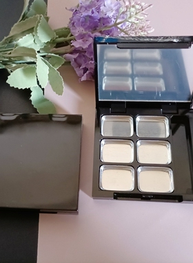 木家~六色黑色方盒带镜子 眼影歌剧遮瑕口红小样分装盒亮面