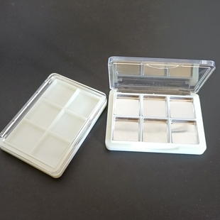 木家~【现货】米白色六色六孔长方形分装简装盒腮红眼影小样包材