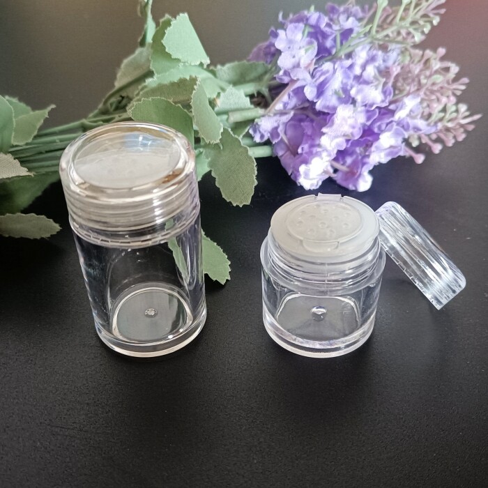 木家~十二孔葱粉瓶2克4克透明圆柱散粉蜜粉分装有内筛亮片盒