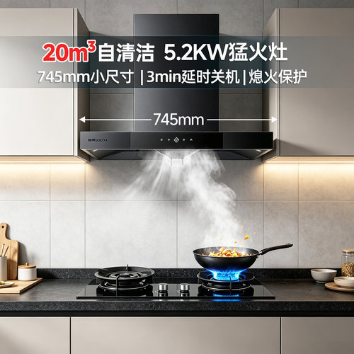 帅康油烟机745mm尺寸烟灶套装750