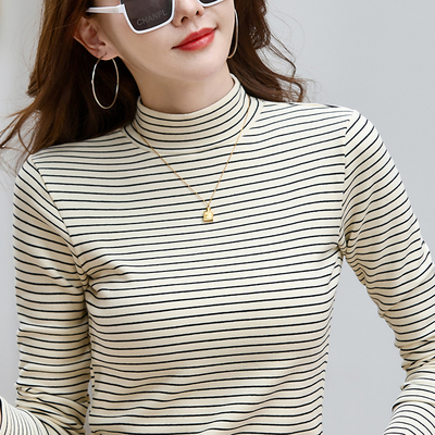 不起球纯棉半高领加厚长袖洋气