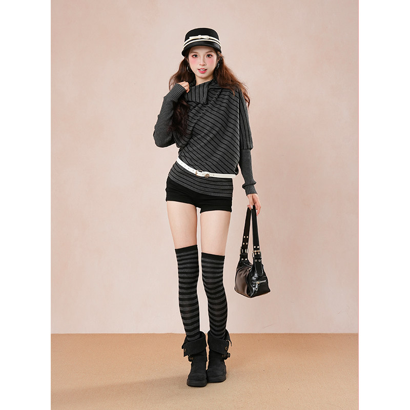 古早味条纹套装 日系轻亚穿搭甜酷风上衣+短裤两件套2025秋小个子,女装/女士精品,时尚套装,淘宝优惠券,粉丝福利购,淘宝优惠卷