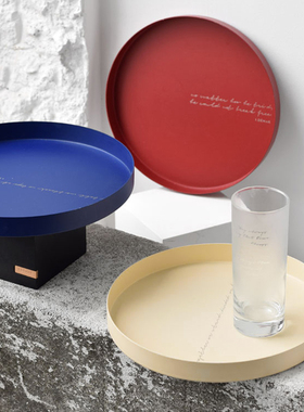 oroliving原创北欧托盘《红白蓝》电影主题圆收纳盘首饰盘整理