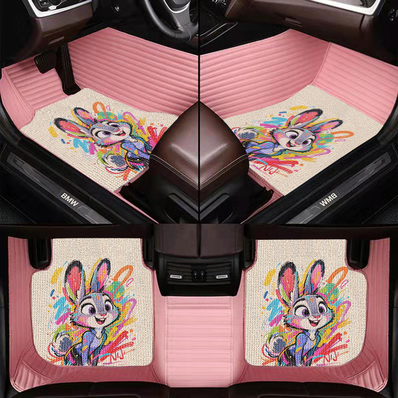 新款卡通汽车脚垫全包围适用于POLO大众高尔夫8奥迪A3零跑T03飞度