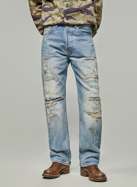 【折扣优惠】 刀割66 古布系列 古着酸化 复刻洗 做旧 牛仔裤