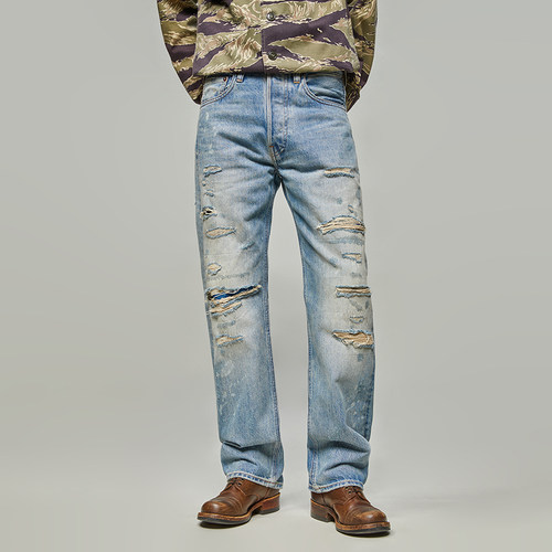 【年底清货】 刀割66 古布系列 古着酸化 复刻洗 做旧 牛仔裤