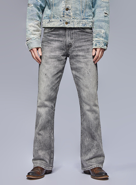 UNSOLUTE 双子646 R3闪电洗 元年复刻 嬉皮士 喇叭裤 黑牛 牛仔裤