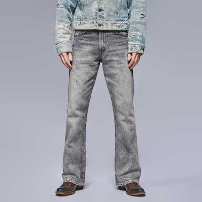 UNSOLUTE 双子646 R3闪电洗 元年复刻 嬉皮士 喇叭裤 黑牛 牛仔裤