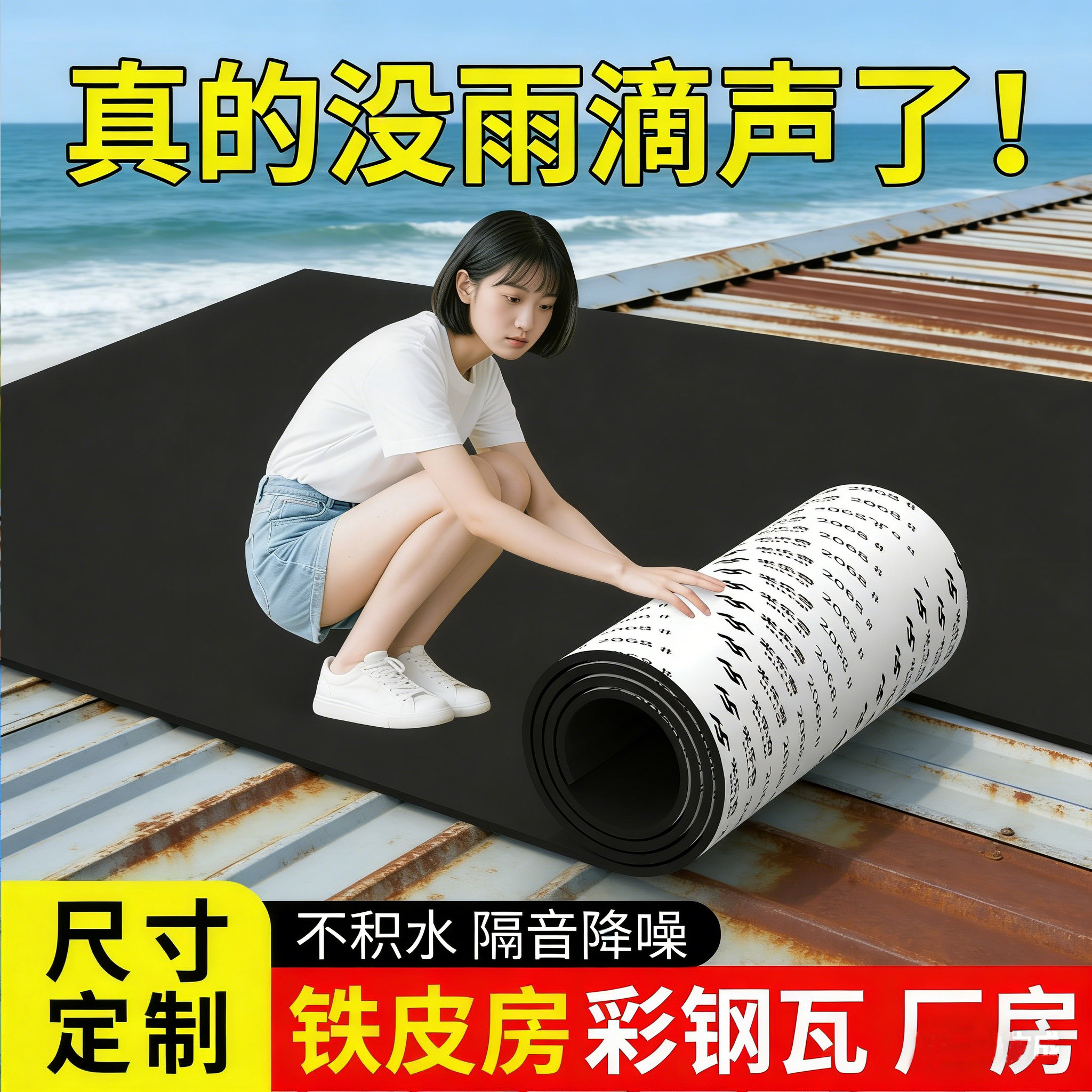 雨棚消音垫铁皮屋顶隔音板彩钢瓦图片