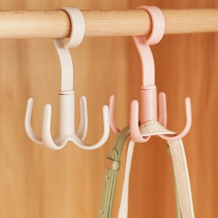 可旋转四爪挂钩轻奢衣柜免打孔挂衣吊钩置物架多功能挂包神器粘胶