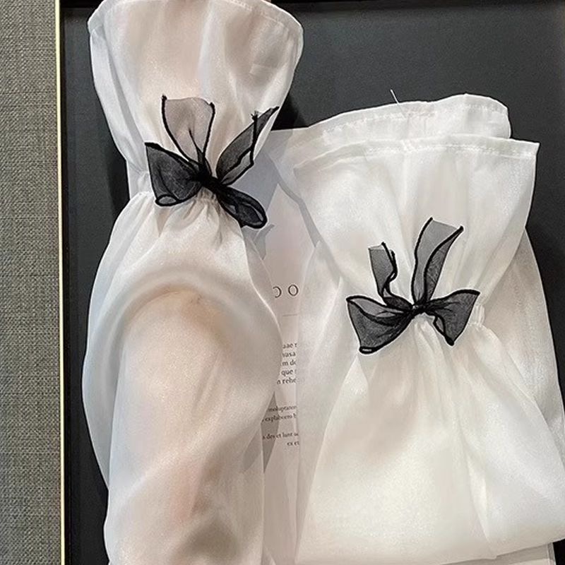 2025新款冰丝防晒袖套女蝴蝶结夏季手袖防紫外线手套宽仙女风冰袖