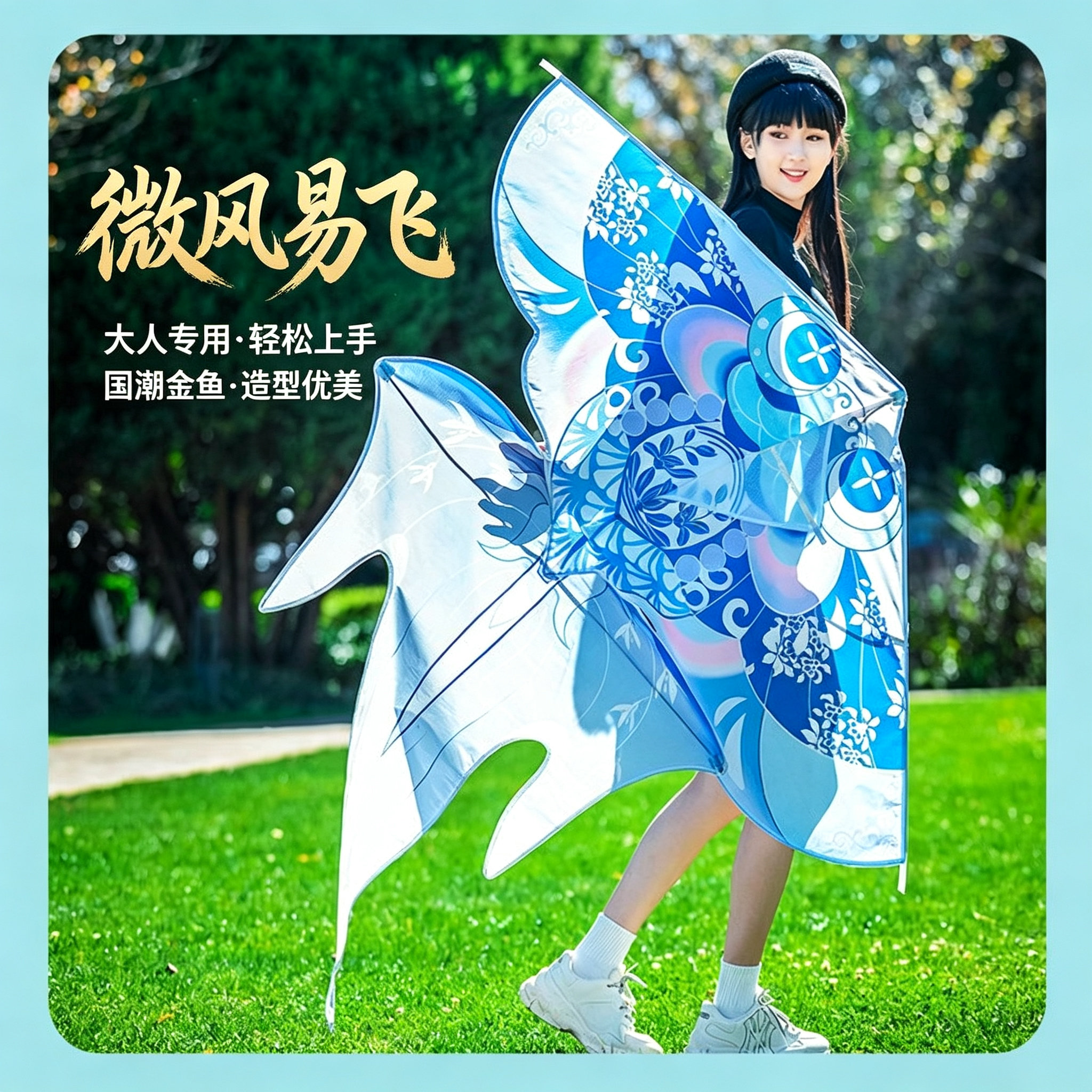 2025 新款潍坊金鱼风筝 儿童大人通用 带线轮微风易飞