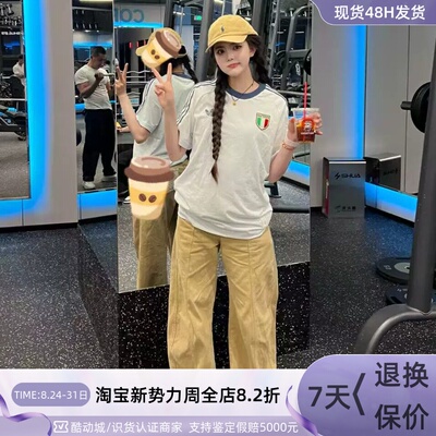 Adidas阿迪达斯男三条纹复古T恤