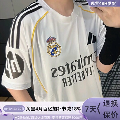 Adidas男款皇马标示印花短袖T恤