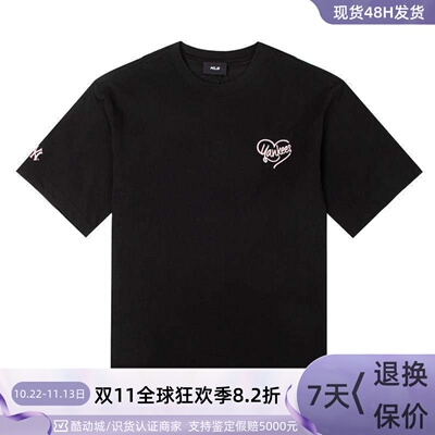 MLB男女情侣爱心凉感圆领短袖2026夏季T恤运动服上衣