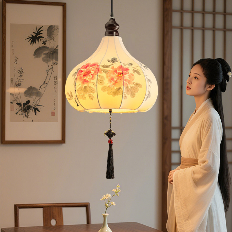 中式餐吊灯复古餐厅饭馆茶楼中国风火锅店手绘灯笼宋氏美学灯饰,家装灯饰光源,餐厅吊灯,淘宝优惠券,粉丝福利购,淘宝优惠卷