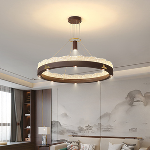 新中式带射灯客厅吊灯现代简约圆环形酒楼专用轻奢餐厅包间主灯