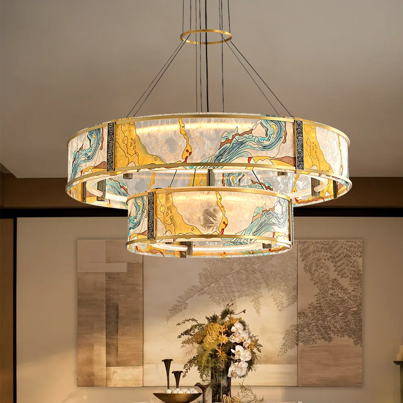 2025新款全铜包厢吊灯高端别墅客厅禅意珐琅彩餐厅高级感大厅灯,家装灯饰光源,酒店/宴会厅/餐饮吊灯,淘宝优惠券,粉丝福利购,淘宝优惠卷
