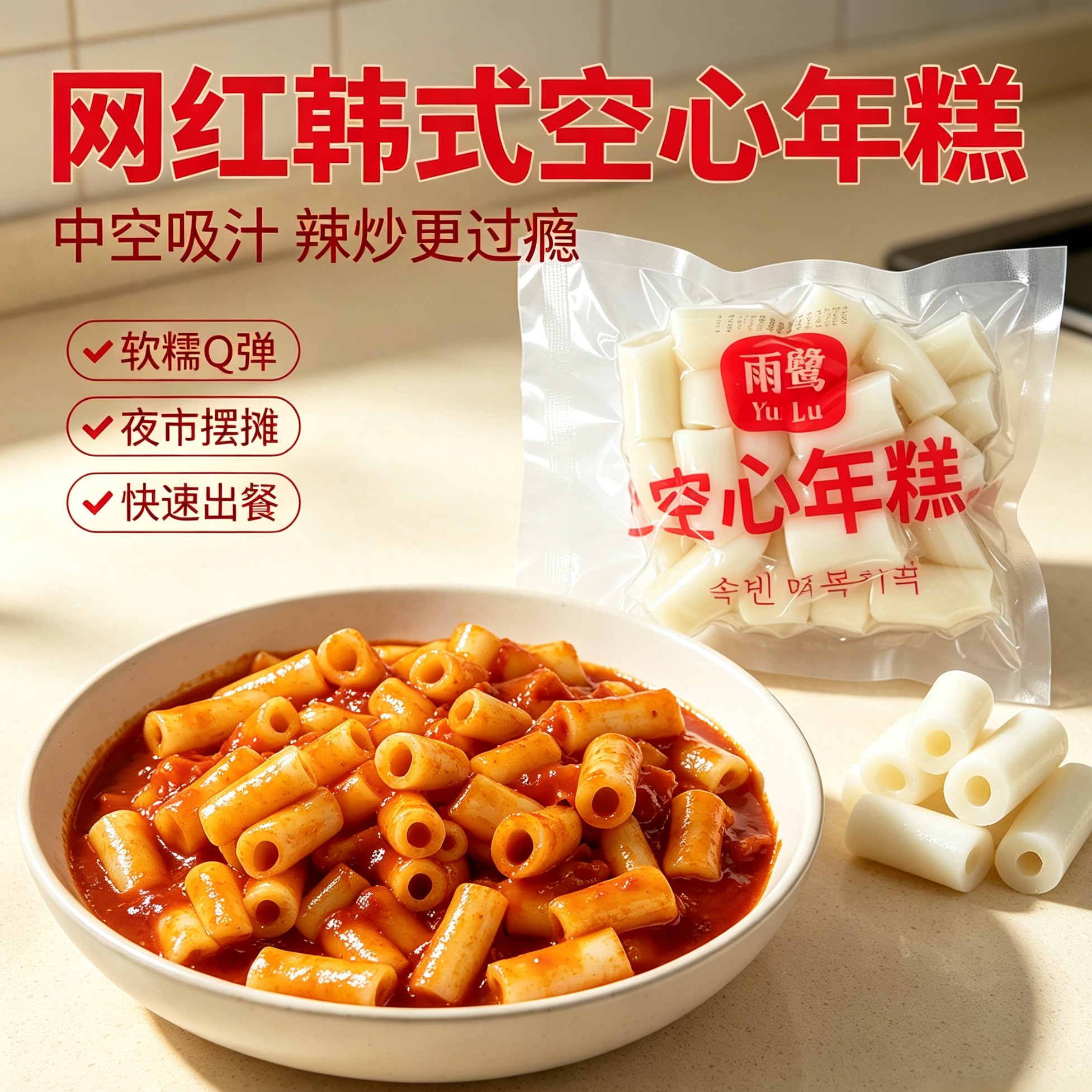 韩式空心年糕条Q弹速食小包装