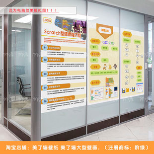 少儿编程Scratch课程术语静电玻璃贴 模块编程培训机构背胶窗贴