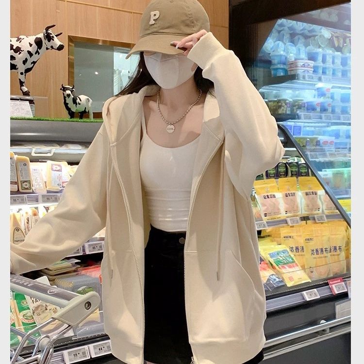 连帽卫衣女春秋季2025新款爆款宽松慵懒风拉链开衫初秋休闲外套