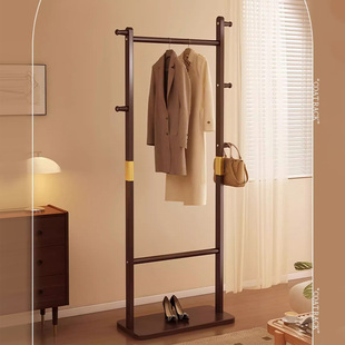 实木挂衣架落地家用卧室衣帽架中式 室内挂衣服收纳架 房间简易立式