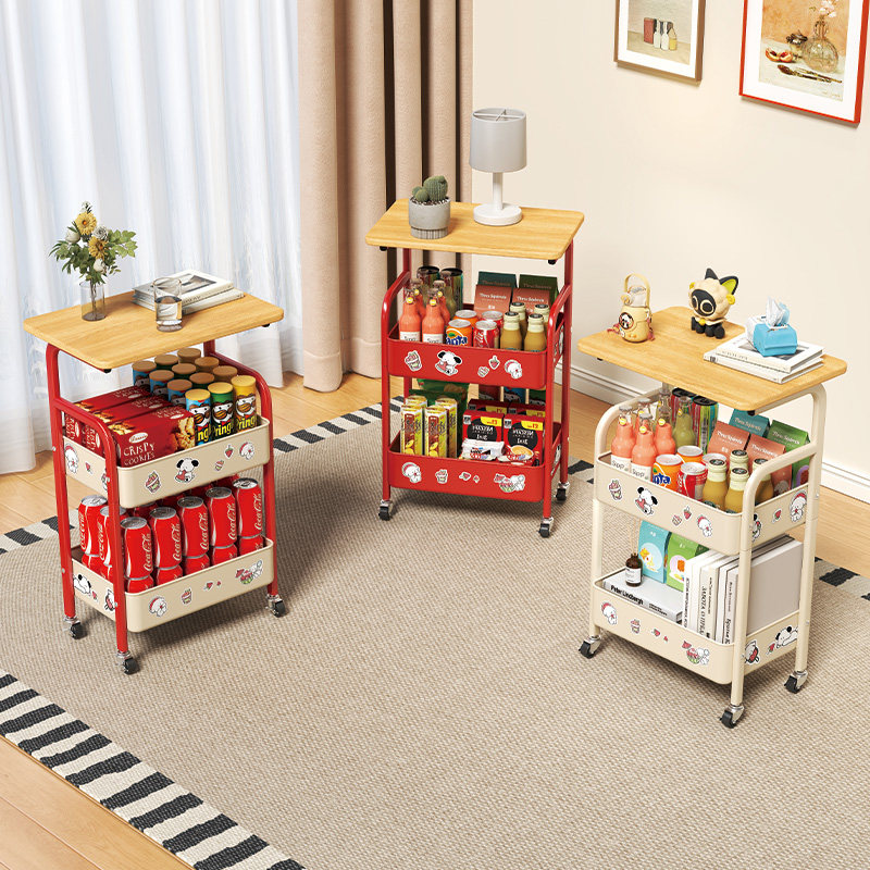 多巴胺小推车置物架客厅可移动沙发边几卧室床头柜边零食收纳架子