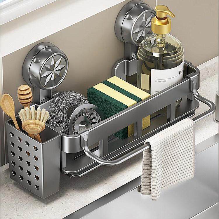吸盘厨房水槽置物架抹布沥水架免打孔壁挂水龙头洗碗海绵收纳神器