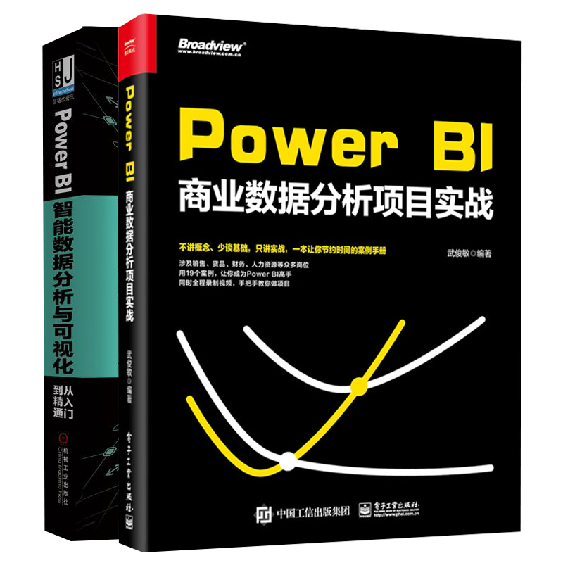 Power BI智能数据分析与可视化从入门到精通+Power BI商业数据分析项目实战共2本 数据可视化数据分析技术书 Power BI软件操作书籍