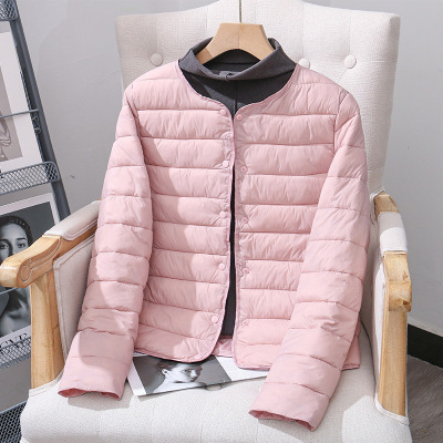 2025新款轻薄羽绒棉服女短款秋冬季内胆棉衣圆领V领两穿棉袄外套