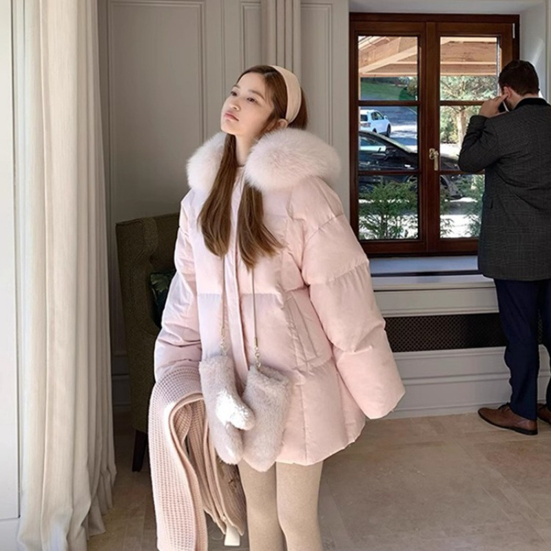 超好看大毛领羽绒服女2025新款韩版小个子冬加厚棉服外套棉袄女款