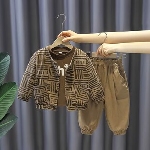 春秋1 套装 5岁3男宝宝衣服灯芯绒三件套婴儿童潮 春装 男童2025新款