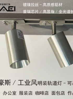 智能包豪斯镍色拉丝轨道射灯店铺商用咖啡厅客厅吸顶led明装射灯