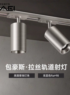 智能包豪斯镍色拉丝轨道射灯店铺商用咖啡厅客厅吸顶led明装射灯