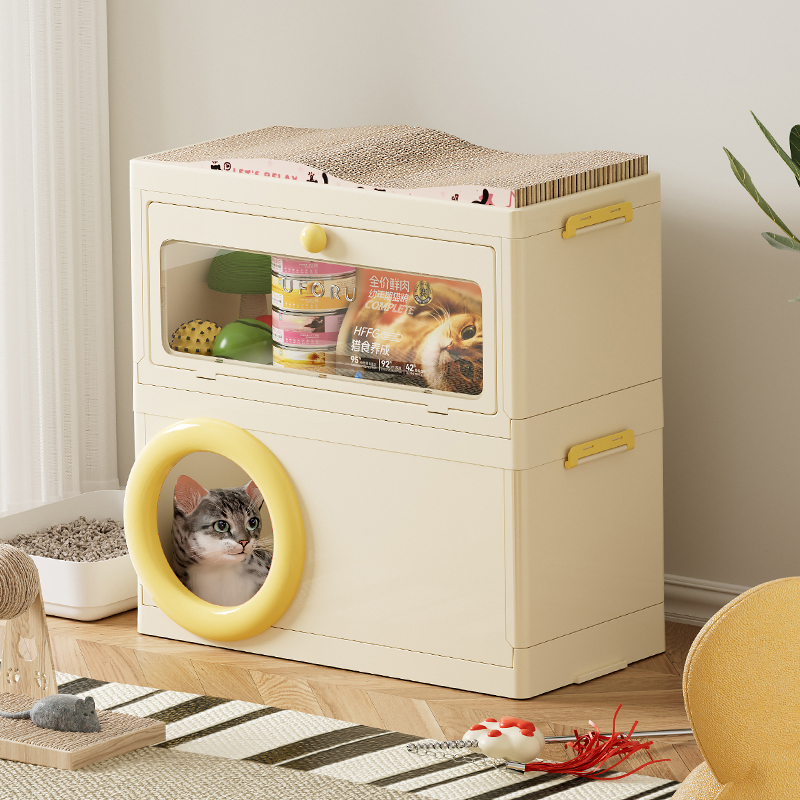 儿童玩具收纳箱家用狗窝猫粮狗粮储物柜收纳盒卡通箱子宠物房猫窝