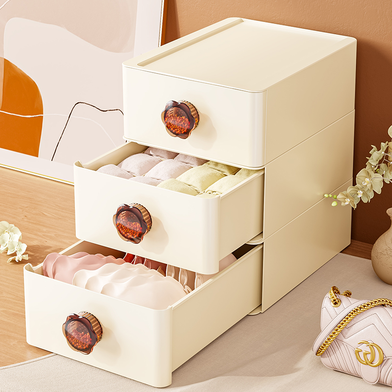 内衣收纳盒抽屉式家用装文胸衣柜三合一分层神器内裤袜子整理箱