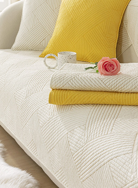 纯棉北欧沙发垫套罩四季通用绗缝布艺防滑简约现代皮全棉灰色洋气