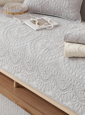 纯棉沙发垫四季防滑通用全棉布艺四人座直排灰色沙发套2025新款