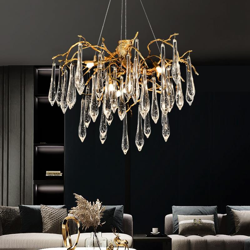 工厂直销法式轻奢大水滴客厅水晶灯餐厅吊灯设计师款高档卧室全铜