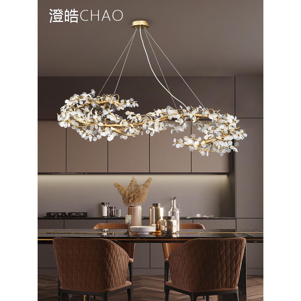 工厂直销后现代轻奢水晶客厅吊灯高档大气设计师款别墅餐厅全铜树