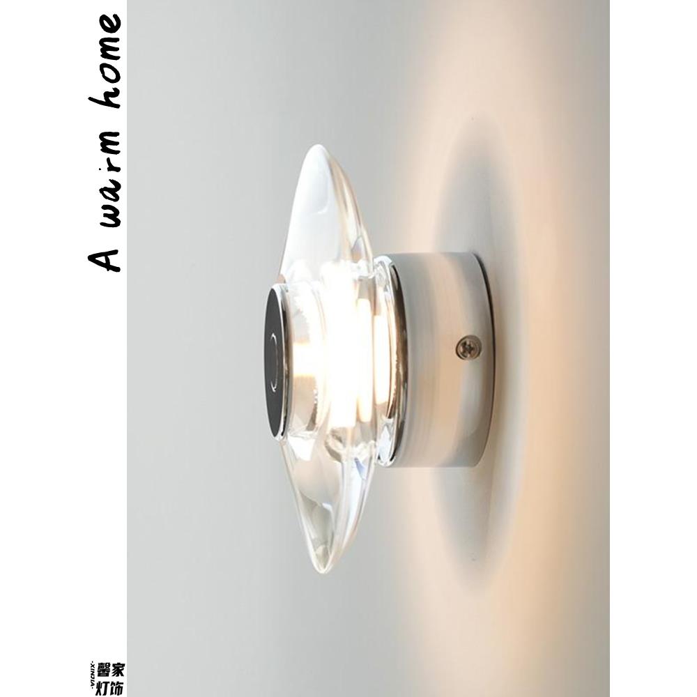 中山灯具北欧意式极简灯圆形卧室水晶床头壁灯现代走廊过道镜前灯