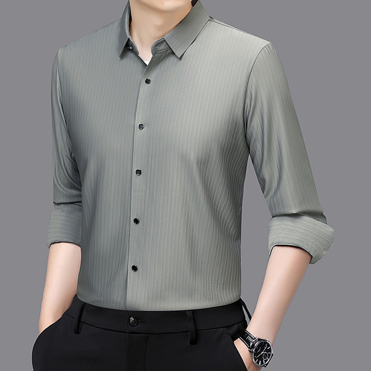 冰丝无痕长袖衬衫男士春秋季
