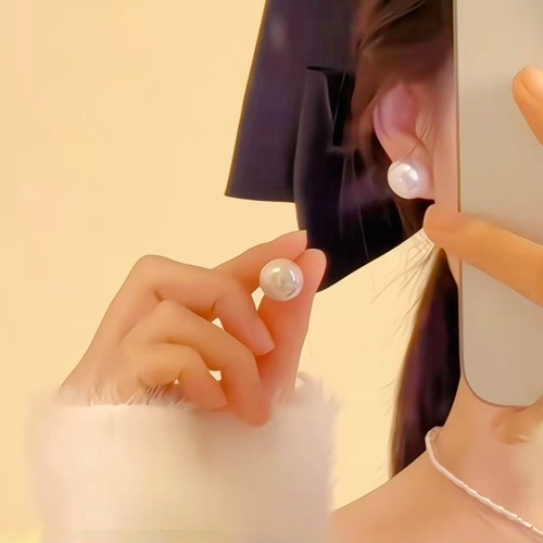 升级999纯银防过敏耳针 天然淡水珍珠耳钉 养耳洞免摘敏感肌专用