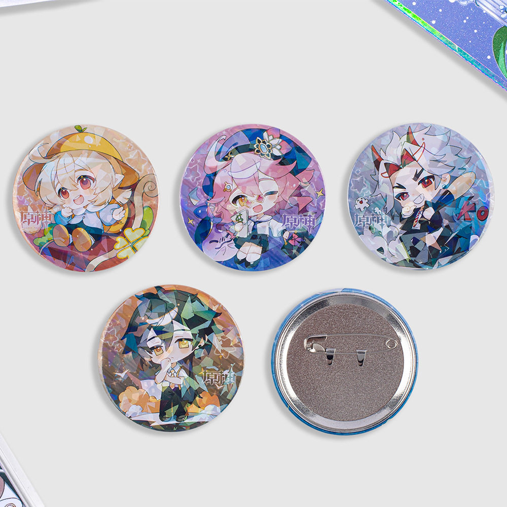 原神镭射吧唧可莉万叶纳西妲胡桃一斗坎蒂丝温迪妮露周边动漫徽章