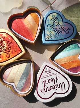 英国makeup revolution爱心心形修容眼影腮红阴影独角兽彩虹高光