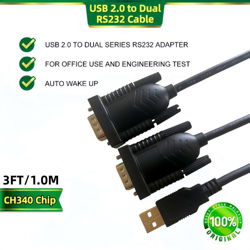 FTDI CHIP 高速版USB转RS232串口线9针公头双芯片工业级COM一拖二